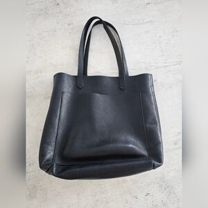 Madewell Black Leather Tote Bag